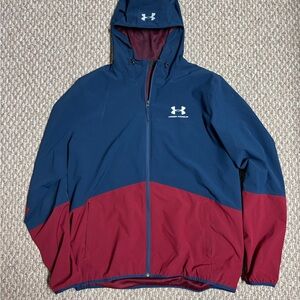 Under Armour Men's Blue and Maroon Two-Tone Activewear Windbreaker Jacket